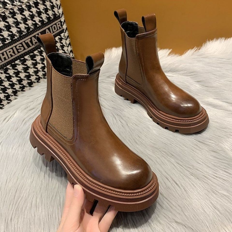 Thick bottomed Martin boots Korean version 2020 new winter versatile British Plush boots skinny boots
