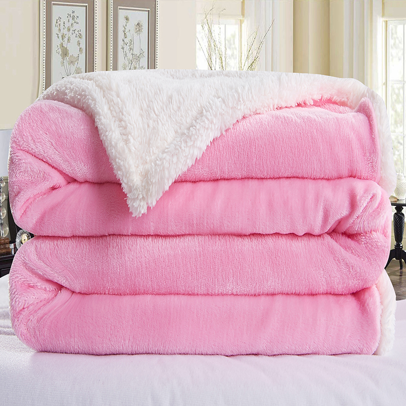 Double layer thick coral fleece blanket four seasons cashmere double office nap blanket flannel blanket