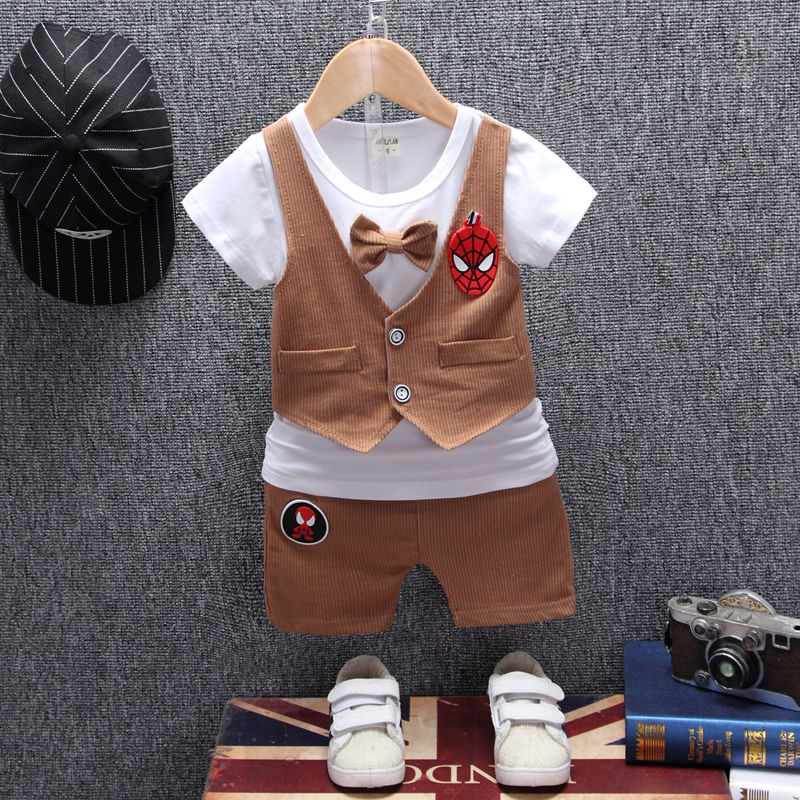New Korean children's clothing for handsome boys summer short sleeve children's suit 0-1-2-3-4 years old summer fashion