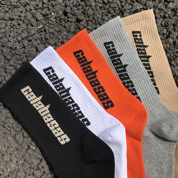 Men's and women's high Gang stockings Korean alphabet sports tube cotton socks student couple street basketball socks trend