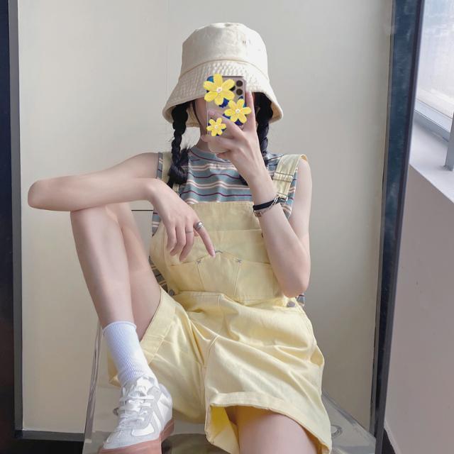 Summer 2020 new school style reduced age cream yellow casual breeches loose small wide leg shorts women