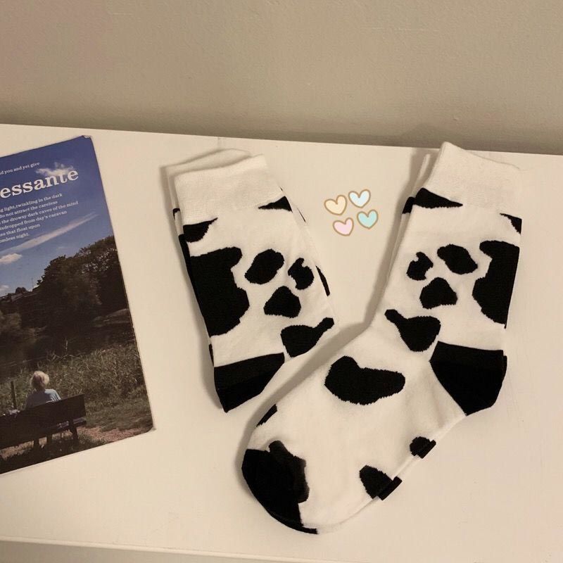 Black and white milk spot stockings women's Korean version ins style new versatile college style cute soft girl spring and summer