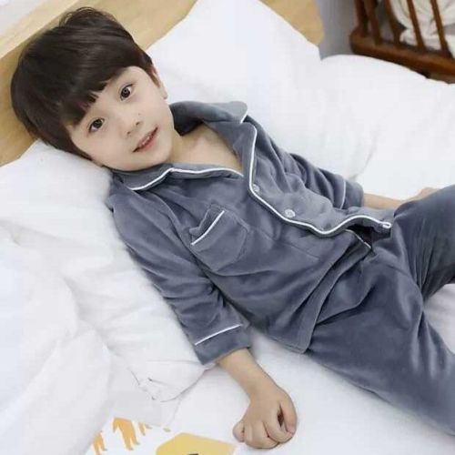 Zhongda children's pajamas men's and women's autumn and winter long sleeve gold velvet household clothes golden sable pajamas children's thickened children's pajamas