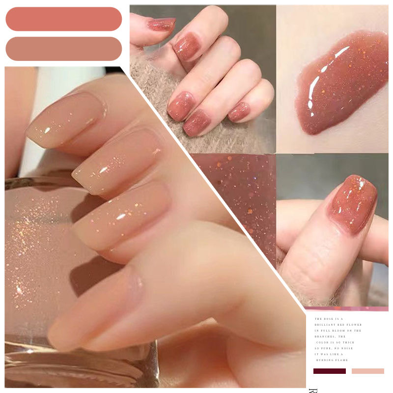 Nail polish set, non roasting oil, non stripping, waterproof, durable dry nail, nail polish, manicure oil, student whitening.