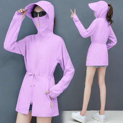 Sun proof clothing women's middle and long version 2020 summer sun proof clothing outdoor cycling sun proof shirt thin beach coat woman