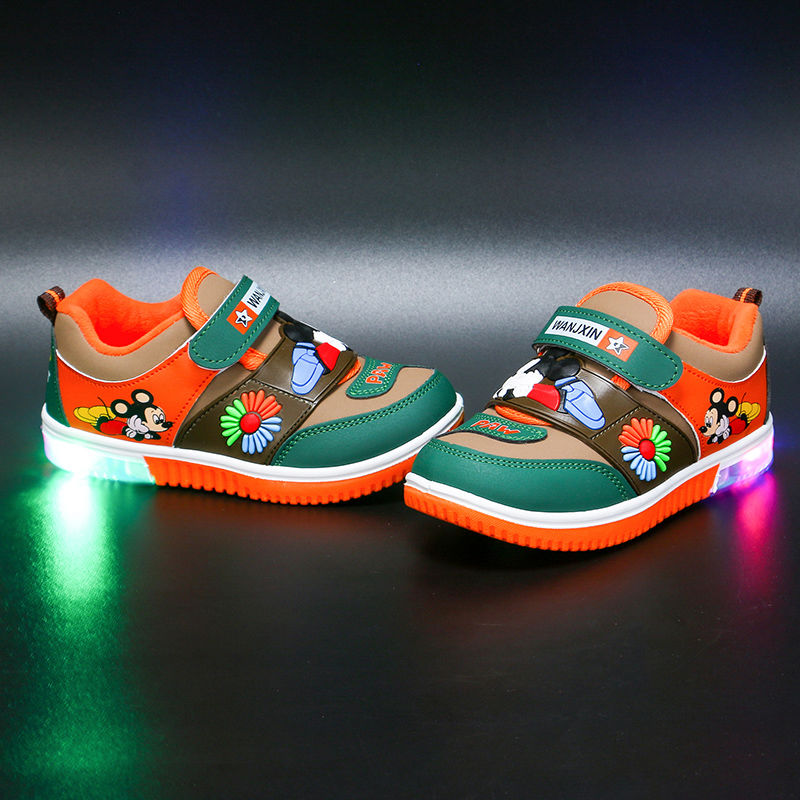 New 1-7 years old Altman children's leather padded shoes for boys and girls Mickey Mouse sneakers