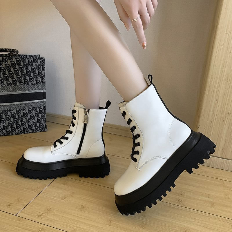 Martin's boots 2020 boots children's autumn and winter mid tube increase versatile student's single boot lace up thick bottom cotton Knight boots