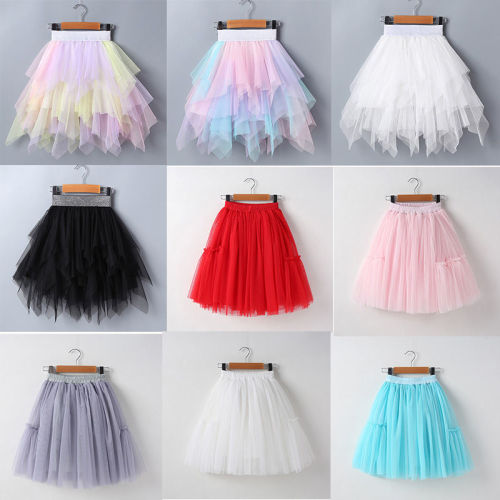 Girls' irregular skirt, super foreign rainbow skirt, children's cake gauze skirt