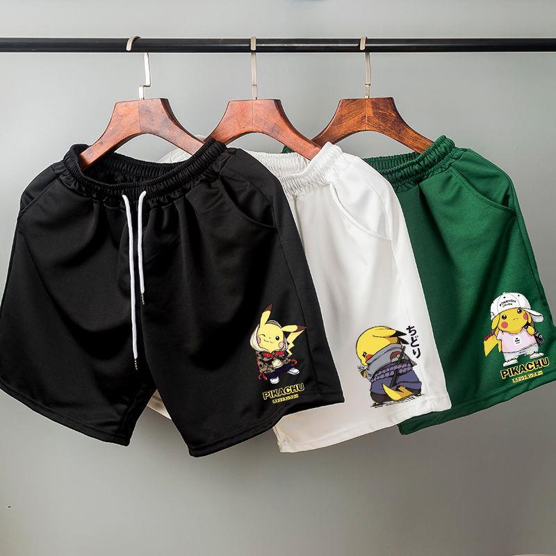 Summer Pikachu co branded shorts men's casual students' loose sports beach pants lovers' big underpants men's midpants fashion