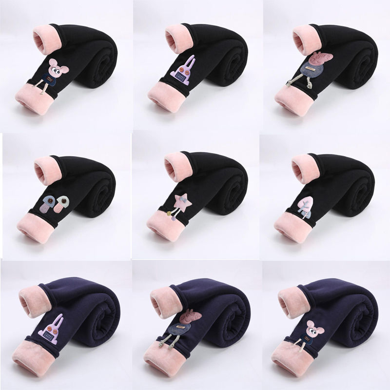 Girls' winter new cotton pants children's three layer Plush thickened bottoming pants spring autumn winter children's long pants