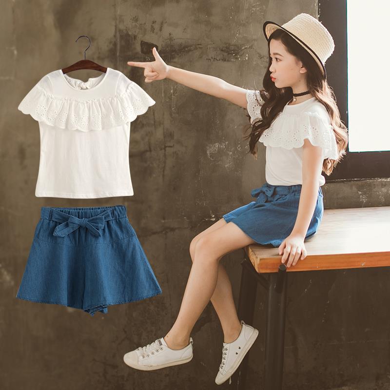 Girls' summer fashion jeans 2020 new suit children's fashion loose shorts skirt thin fashion clothes