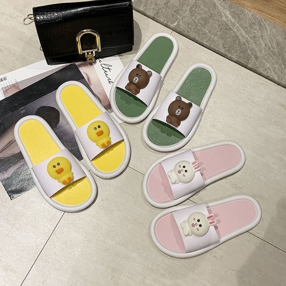 Popular bear, rabbit and chicken slippers women's summer bathroom antiskid outdoor soft bottom couple sandals men's