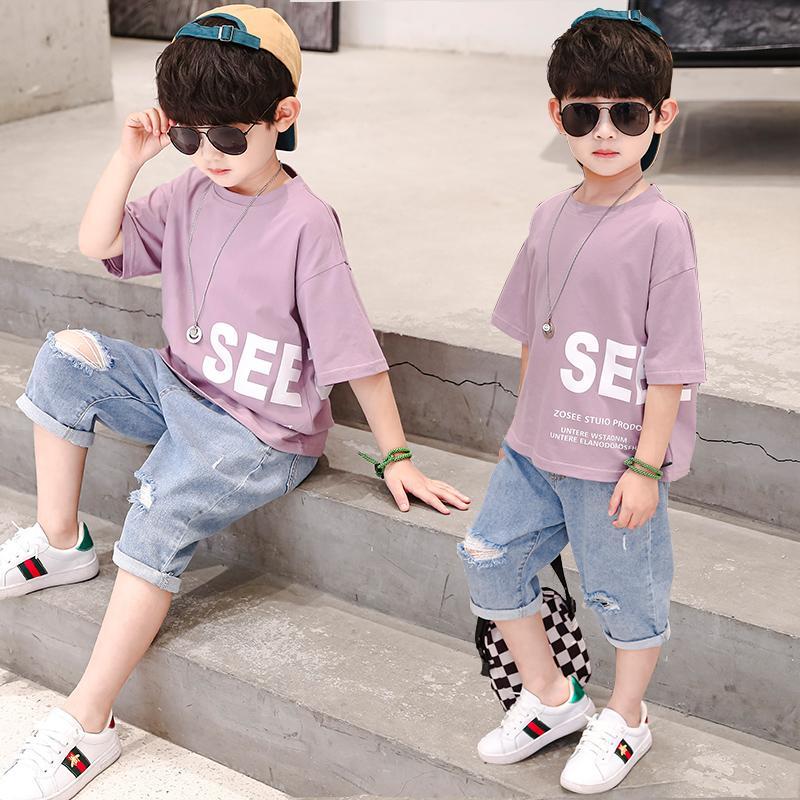 Children's clothing boys summer suit 2020 new CUHK boys handsome short sleeve foreign style summer Korean fashion clothes