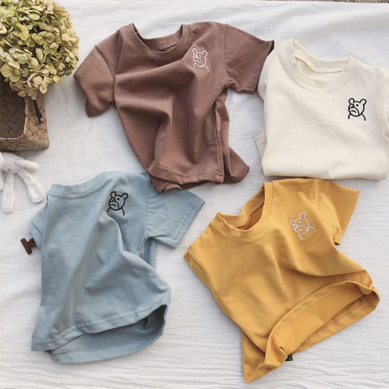 Cotton children's short sleeve T-shirt 2020 summer new children's wear boys and girls children's top embroidery half sleeve clothing