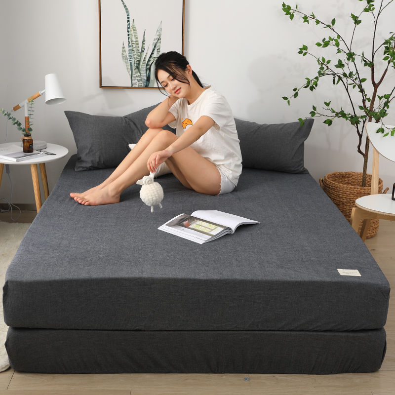 Pure cotton fitted sheet single piece COTTON BEDSPREAD bag mattress cover protective cover fully dustproof and antiskid water washed cotton bed bag