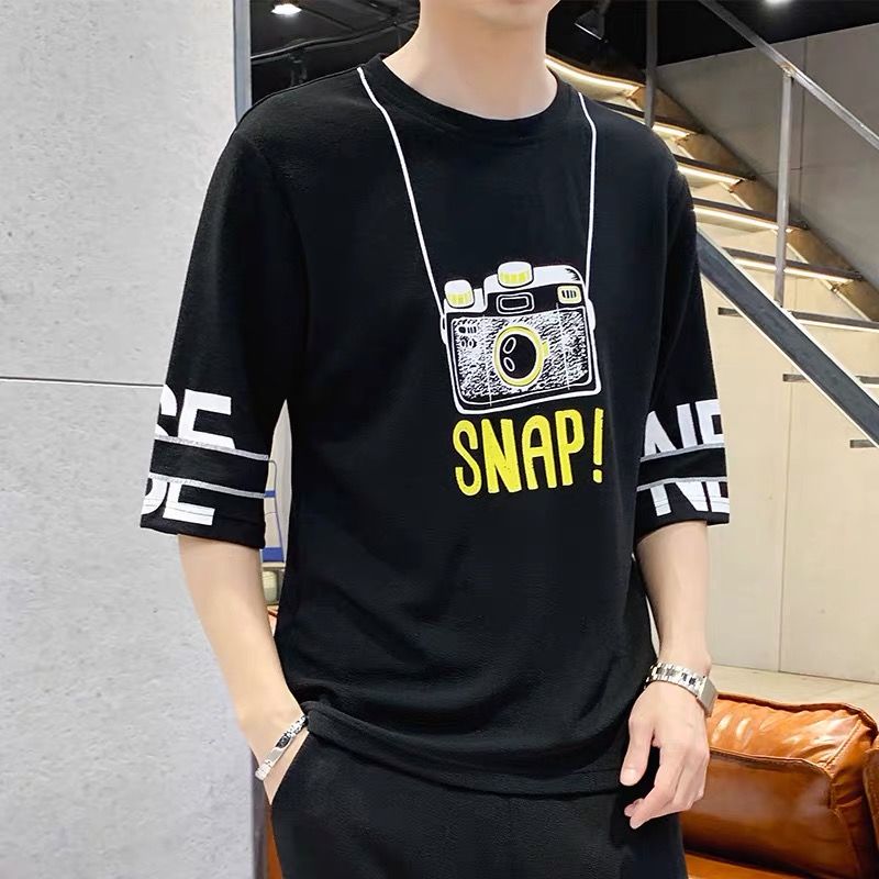 Summer Hong Kong fashion brand short sleeve T-shirt for young boys and girls printed bottomcoat for men's half sleeve