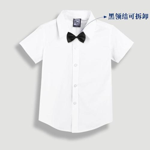 Children's short sleeved white shirt primary school student school uniform boys' cotton white shirt bottomed middle-aged and old children's performance uniform school uniform