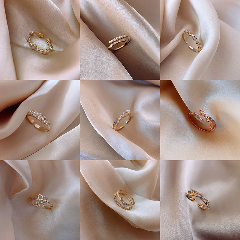 Woven twist open ring female fashion personality exaggeration index finger instide ring net red simple cool style