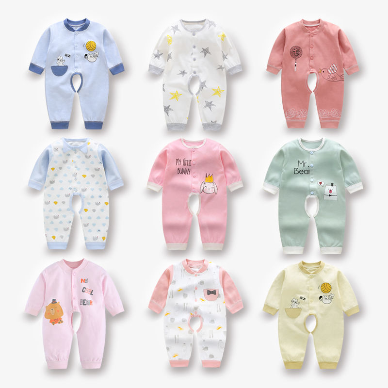 Baby one piece clothes spring and autumn clothes pure cotton girl baby long sleeve hip suit climbing clothes newborn clothes autumn one piece clothes man