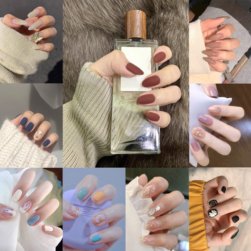 Manicure patch wearable nail net red nail piece tool detachable student false nail jewelry waterproof finished product