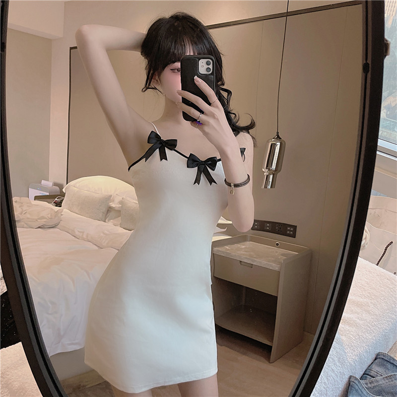 Real price 2021 new built-in skirt with bow tie suspender dress Slim Fit Sexy hip skirt