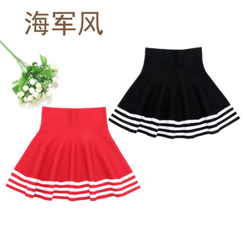 Girls' half length skirt middle school children's autumn and winter thickened versatile middle school children's skirt children's short skirt knitted high waist shawl skirt