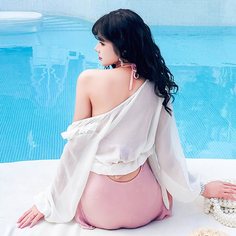 2021 new swimsuit women's one-piece cover belly show thin hot spring bathing suit girls' beach bathing suit