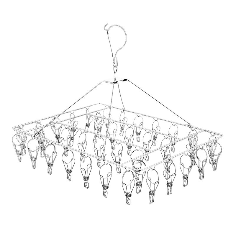 Coarsened clothes hanger multi clip stainless steel clothes drying sock rack children's multi-function windproof sock clip sock rack hook