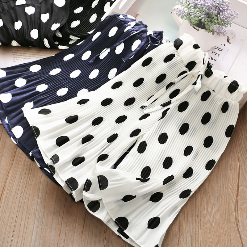 Girls' wide leg pants summer new Korean version girls' foreign style wave point mosquito proof pants children's Chiffon Capris