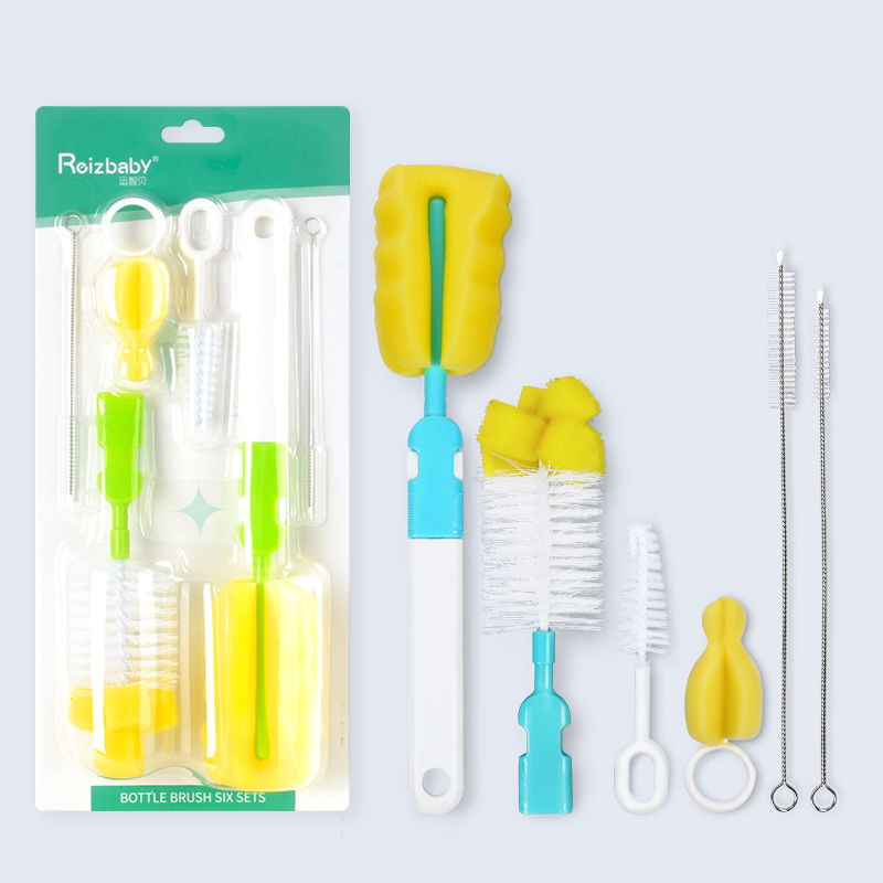 Yunzhibei baby large capacity portable milk powder box, bottle brush six piece set, two temperature spoons