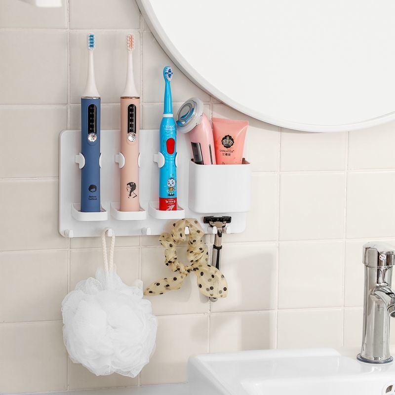 Electric wall toothbrush rack wall suction storage base bracket toilet rack non perforated storage rack wall hanging