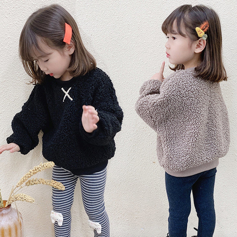 Girls autumn and winter Pullover Plush children's wear 2020 new foreign style baby Hoodie thickened sweater [to be issued on October 23]