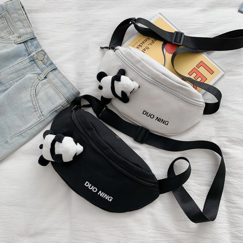 Ins super fire canvas bag chest bag women's new fashion net Hongsen series messenger bag leisure waist bag