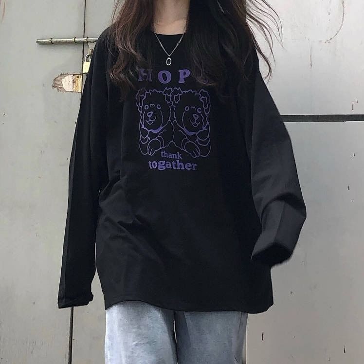 Large women's fat mm long sleeve T-shirt Korean version spring 2020 new student loose 200 kg original night clothes