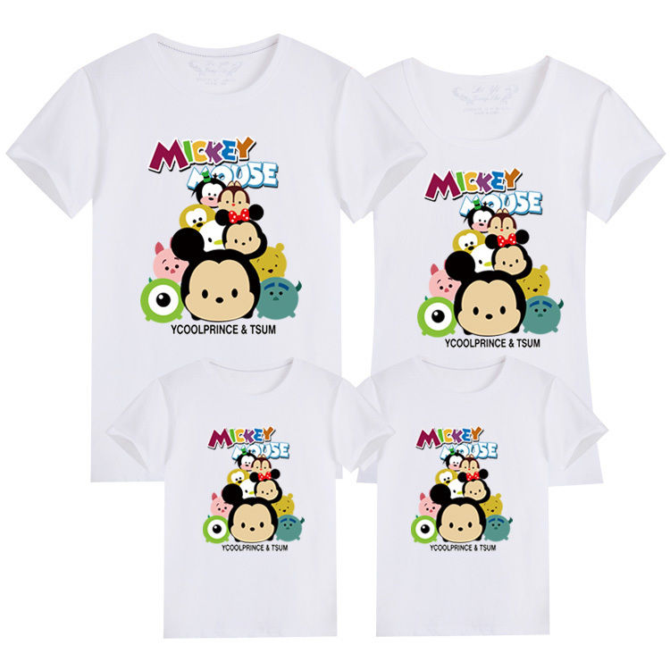 Korean version of a family of three or four summer wear parent-child wear cotton short sleeve m Mickey women's summer T-shirt