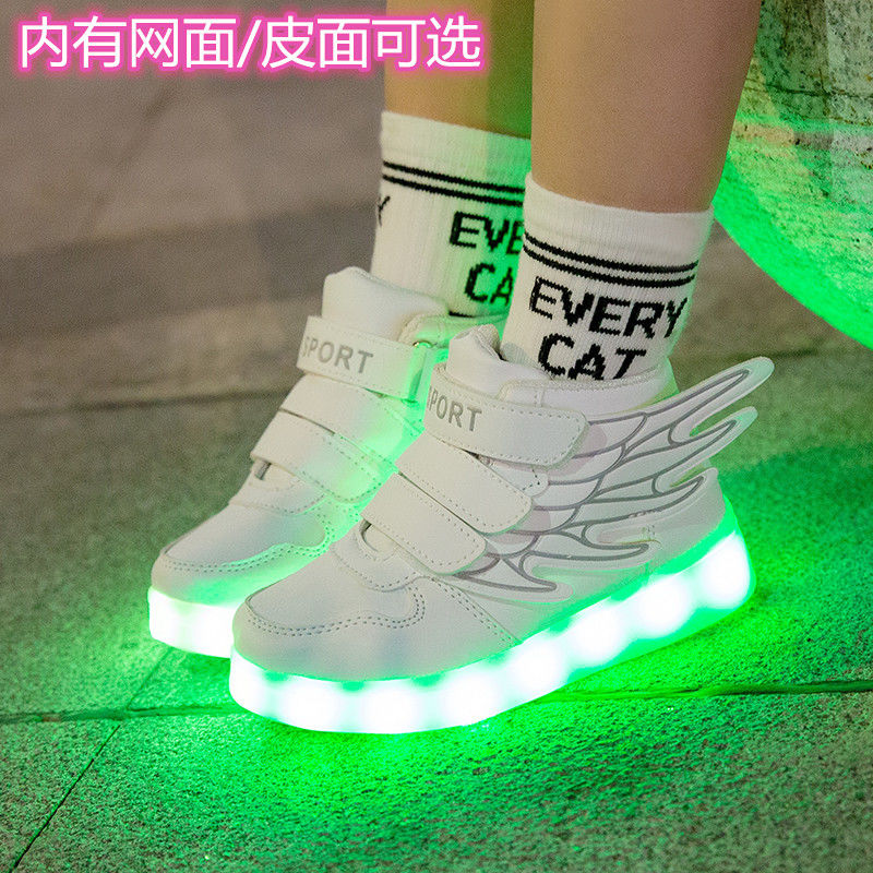 Autumn and winter flash shoes USB charging waterproof luminous children's shoes men's and women's luminous luminous luminous shoes baby children's lamp shoes