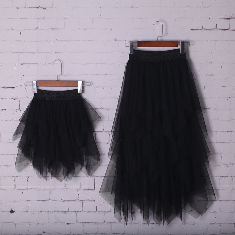 Girl's gauze skirt half length skirt new children's irregular poncho skirt medium length gauze skirt parent child autumn winter