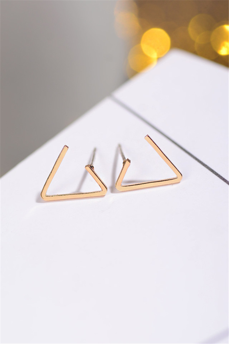 Korean version of simple open triangle geometric design earrings earrings female anti allergy ear accessories