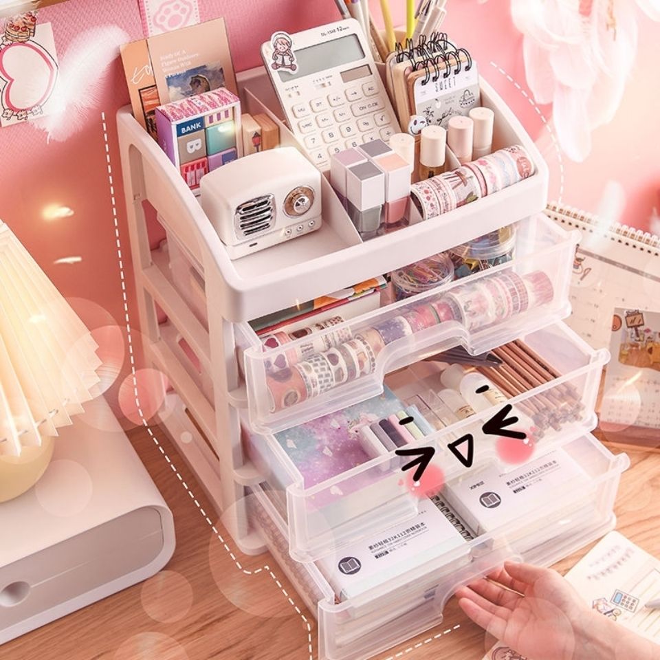 Net red cosmetics storage box desktop drawer household bedroom transparent dust-proof skin care products dressing table finishing rack