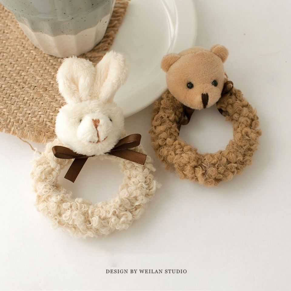Super cute little bear little rabbit lamb hair circle cute girl heart collar bear hair rope new Korean hair accessories in autumn and winter