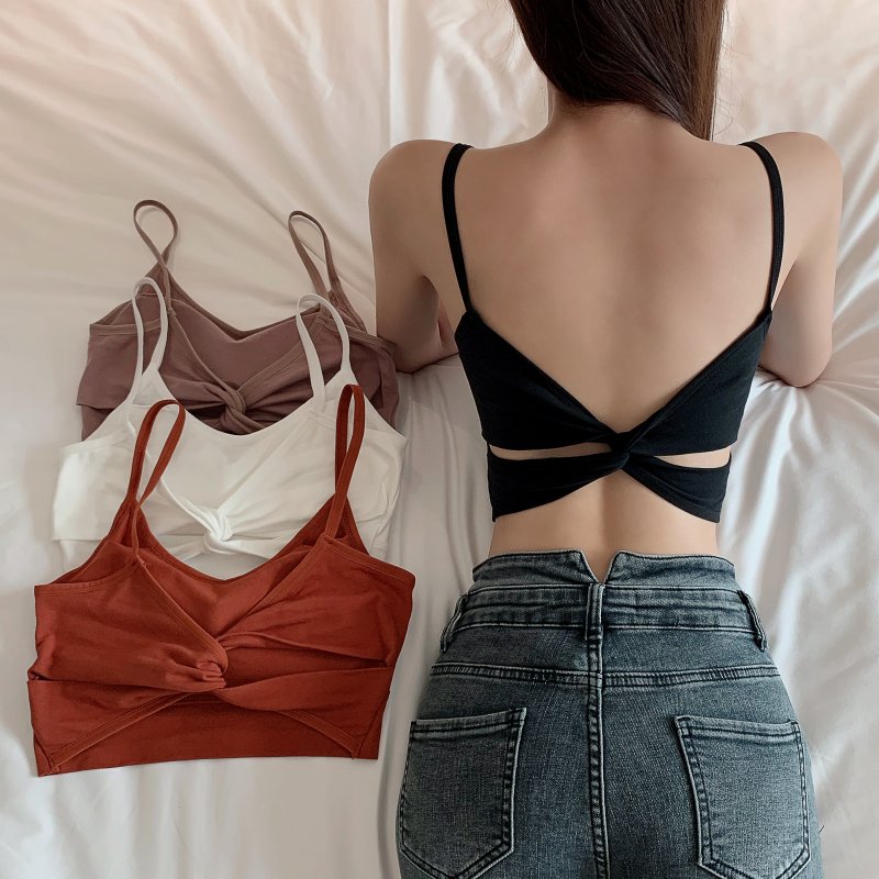 Real price real shot knot beautiful back suspender vest underwear with bra