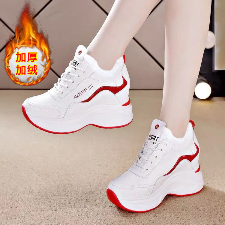 Inner heightening daddy shoes women's fashion new net red versatile Plush thick soled sports and leisure Women's shoes in autumn and winter