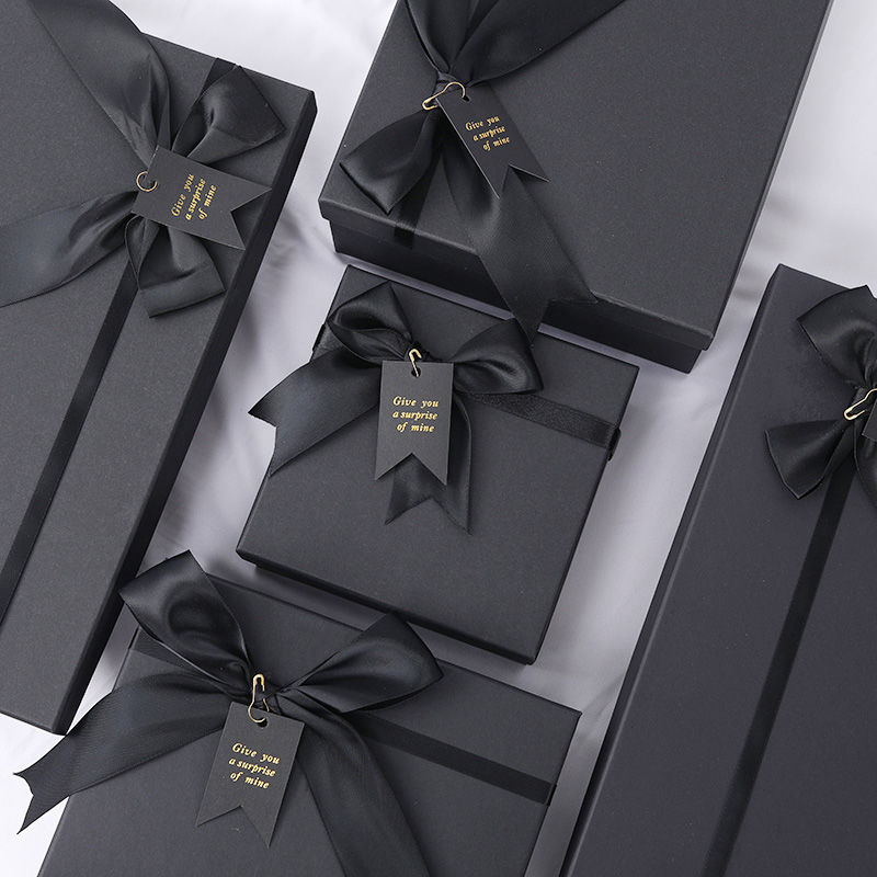 Bow gift box large gift box birthday gift box shoe box rectangular packing box high grade atmosphere portable box