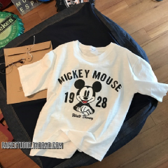 Milk silk official Mickey short sleeve T-shirt women's summer wear Korean version of INS fashion BF loose half sleeve upper garment