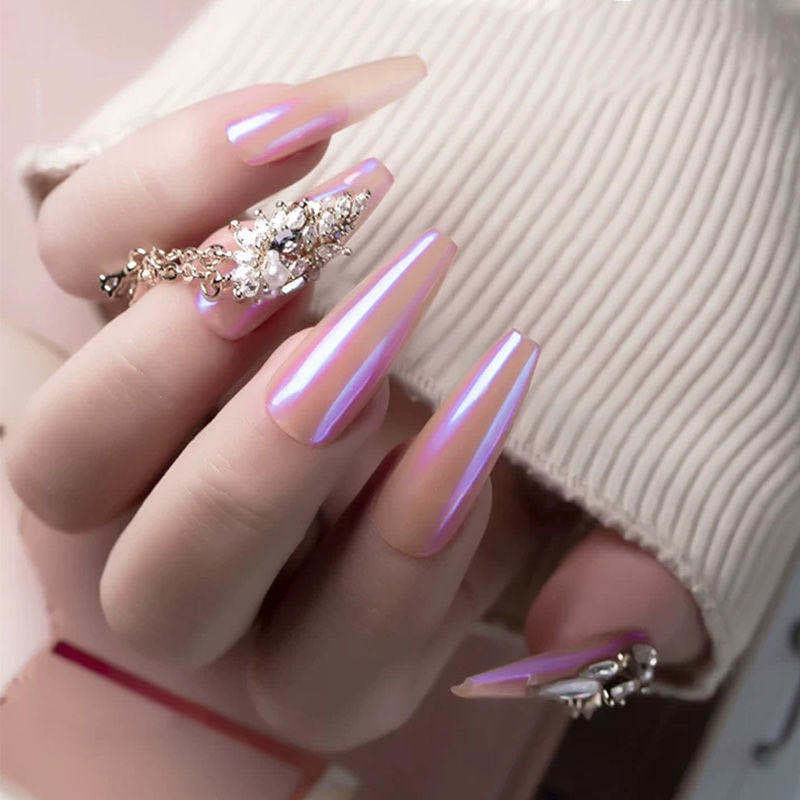 Xiaohongshu new manicure net red the same magic mirror powder Aurora Powder Mirror flour Aurora armor oil glue