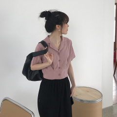 Real photo white shirt women's design sense