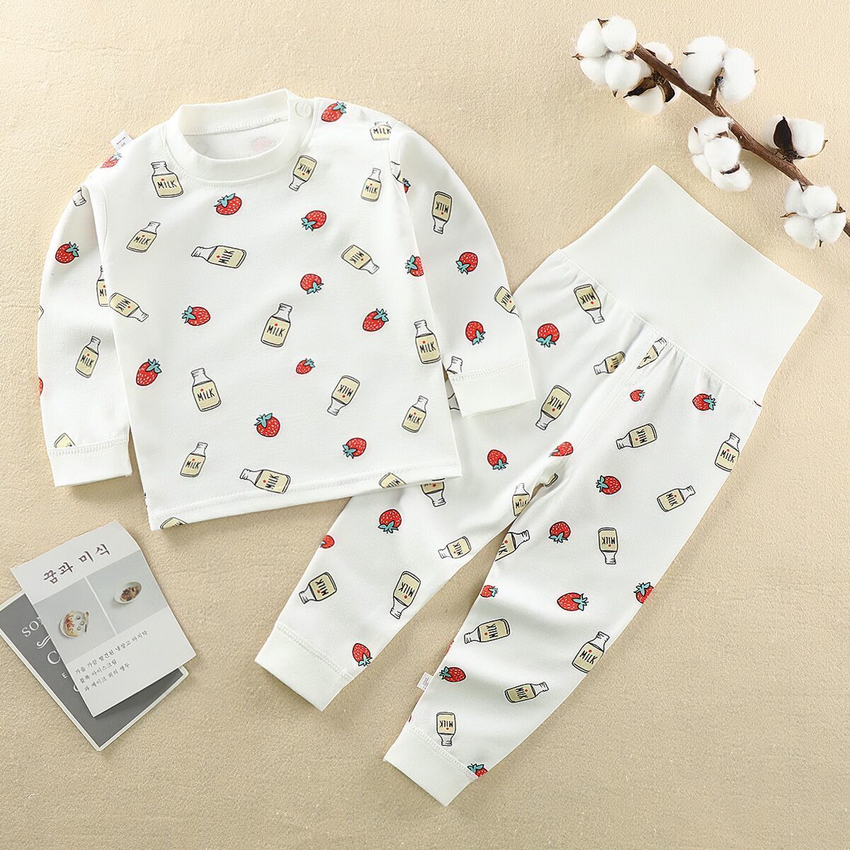 Men's and women's autumn clothes autumn pants infant cotton high waist belly pants children's pajamas underwear suit bottom coat