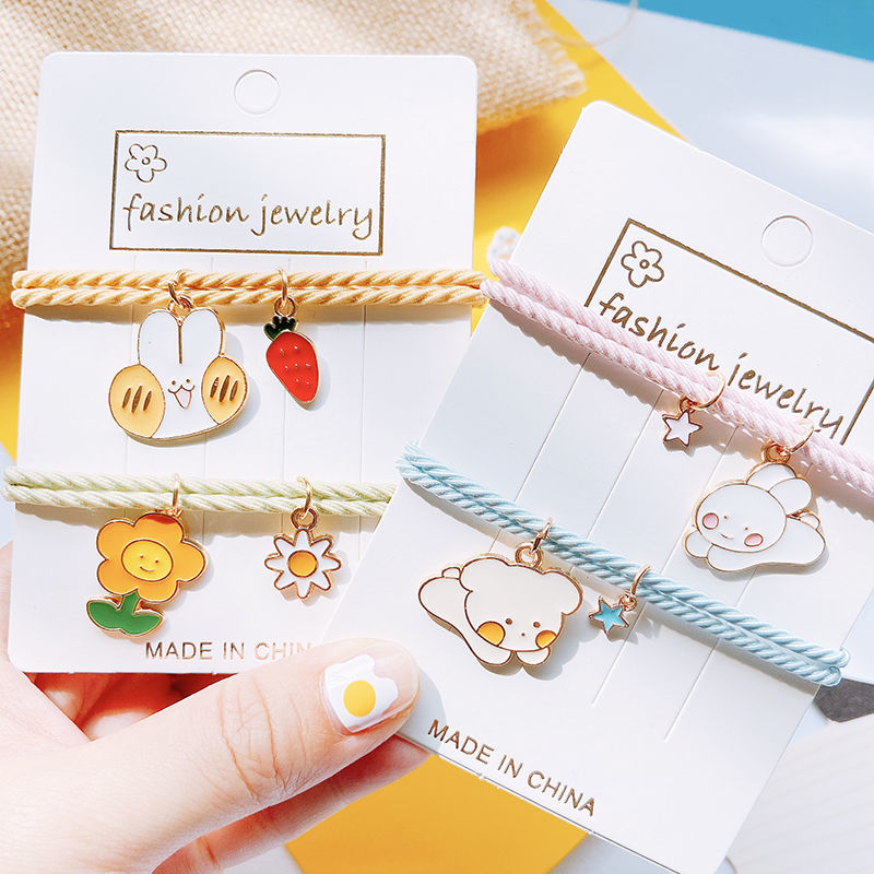 Bracelet girl student Korean version lovely little fresh girl Bracelet two or three people small rubber band leather case give boyfriend gift