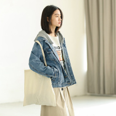 New style old washed BF style loose hooded denim casual coat in autumn and winter