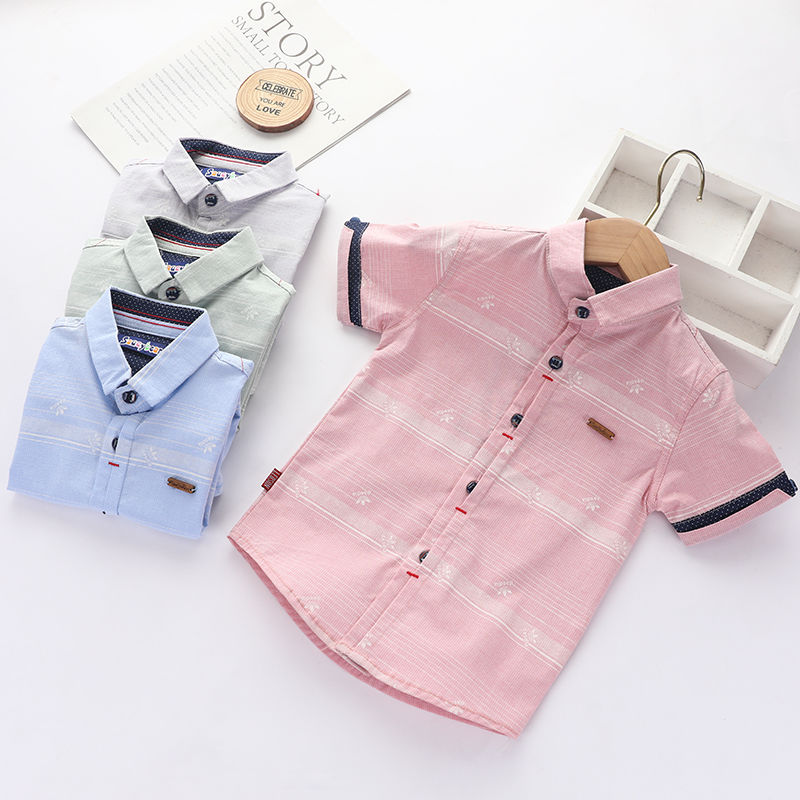 Boys' short sleeve shirt summer new striped cool fashion casual Korean version thin middle school students' top fashion